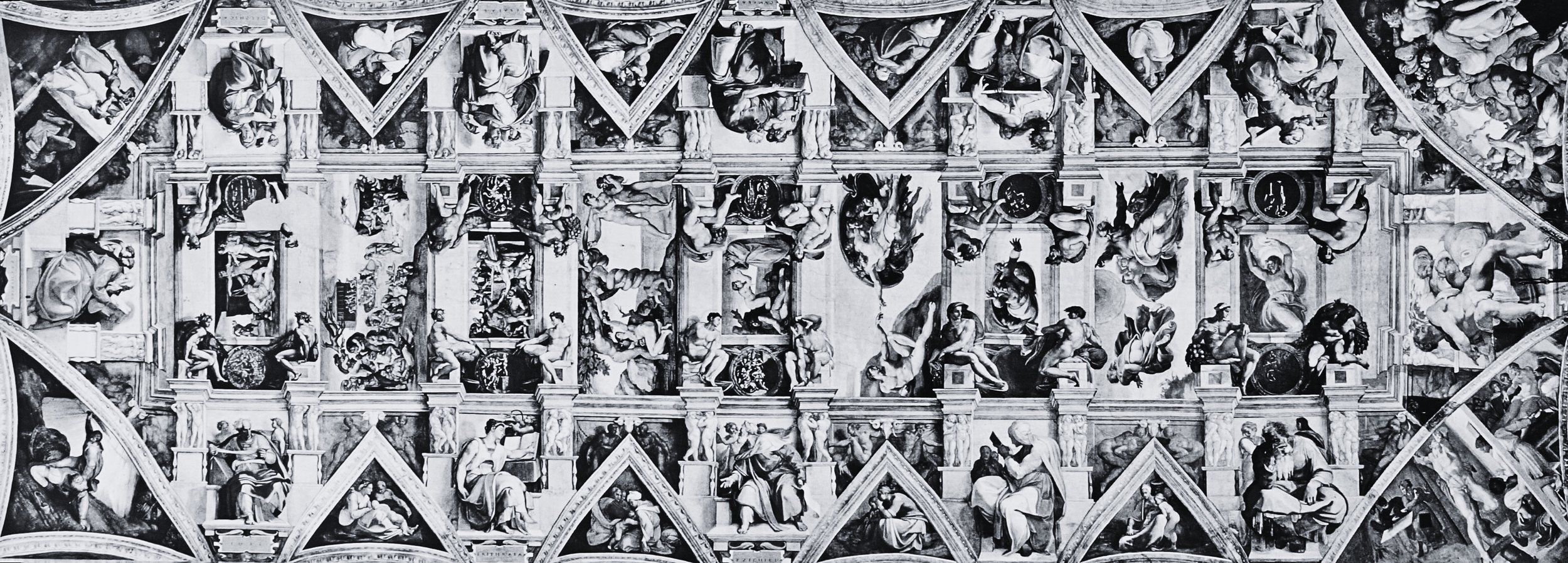 Michelangelo's frescoes on the ceiling of the Sistine Chapel